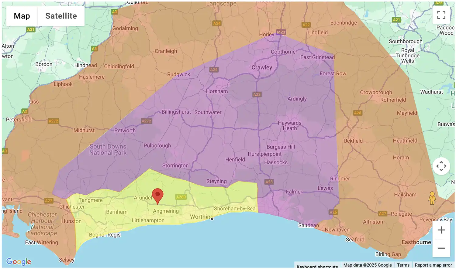 Gas Bottles Lewes delivery zone map - click to see on BBQ Gas Bottles